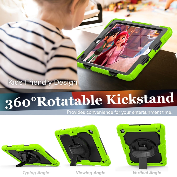 For iPad 10.2 2021 / 2020 / 2019 Shockproof Silicone + PC Protective Case with Holder & Shoulder Strap & Pen Slot