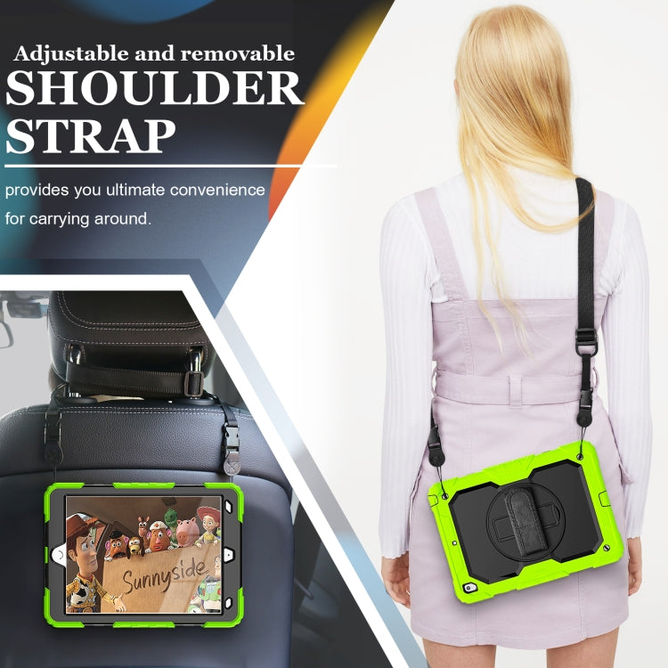For iPad 10.2 2021 / 2020 / 2019 Shockproof Silicone + PC Protective Case with Holder & Shoulder Strap & Pen Slot