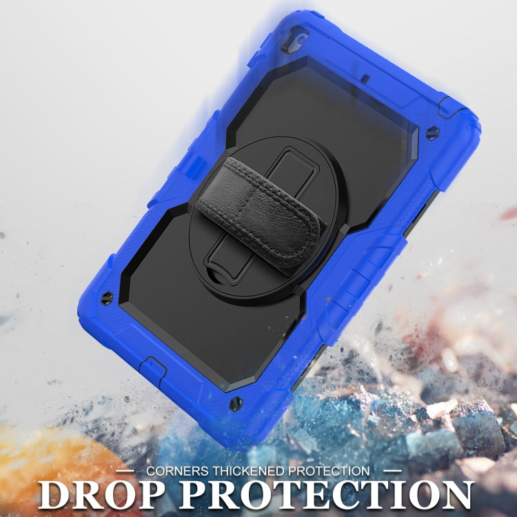 For iPad 10.2 2021 / 2020 / 2019 Shockproof Silicone + PC Protective Case with Holder & Shoulder Strap & Pen Slot