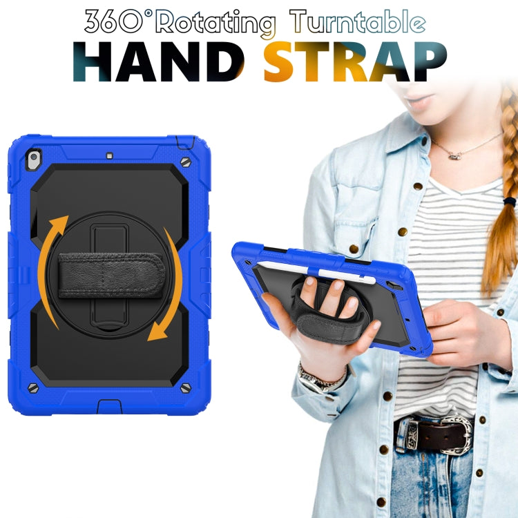 For iPad 10.2 2021 / 2020 / 2019 Shockproof Silicone + PC Protective Case with Holder & Shoulder Strap & Pen Slot