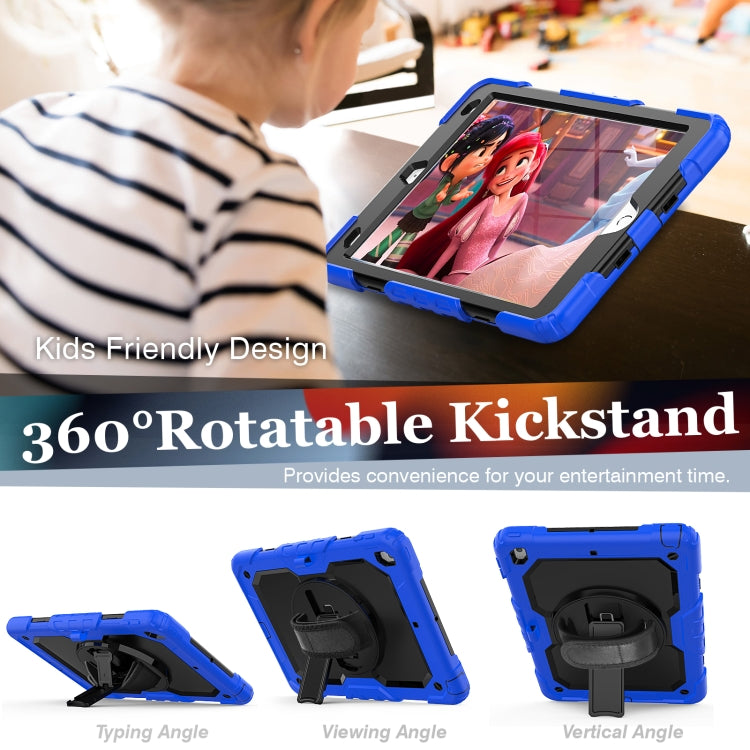 For iPad 10.2 2021 / 2020 / 2019 Shockproof Silicone + PC Protective Case with Holder & Shoulder Strap & Pen Slot