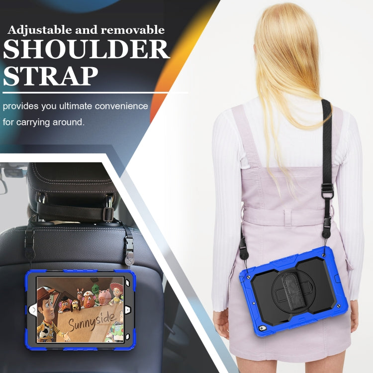 For iPad 10.2 2021 / 2020 / 2019 Shockproof Silicone + PC Protective Case with Holder & Shoulder Strap & Pen Slot