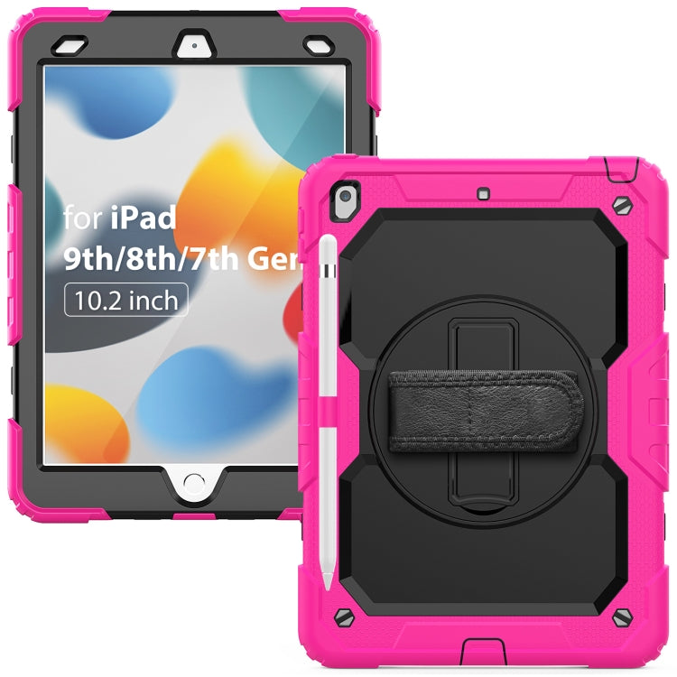 For iPad 10.2 2021 / 2020 / 2019 Shockproof Silicone + PC Protective Case with Holder & Shoulder Strap & Pen Slot
