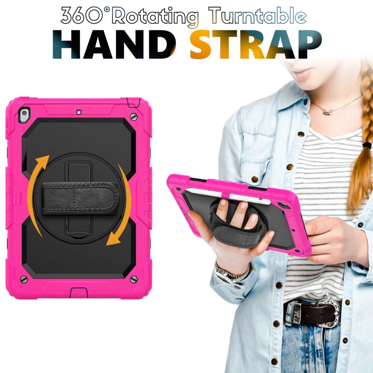 For iPad 10.2 2021 / 2020 / 2019 Shockproof Silicone + PC Protective Case with Holder & Shoulder Strap & Pen Slot