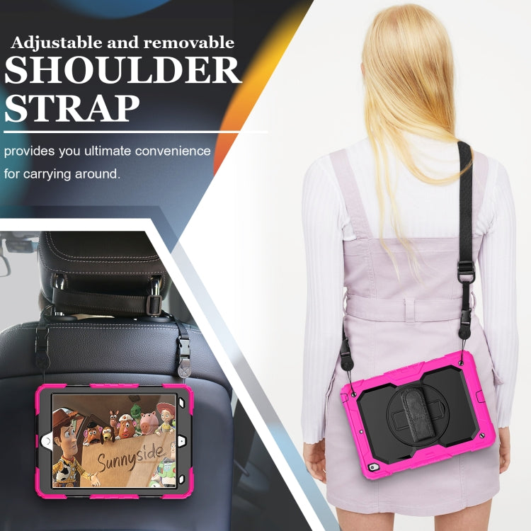 For iPad 10.2 2021 / 2020 / 2019 Shockproof Silicone + PC Protective Case with Holder & Shoulder Strap & Pen Slot