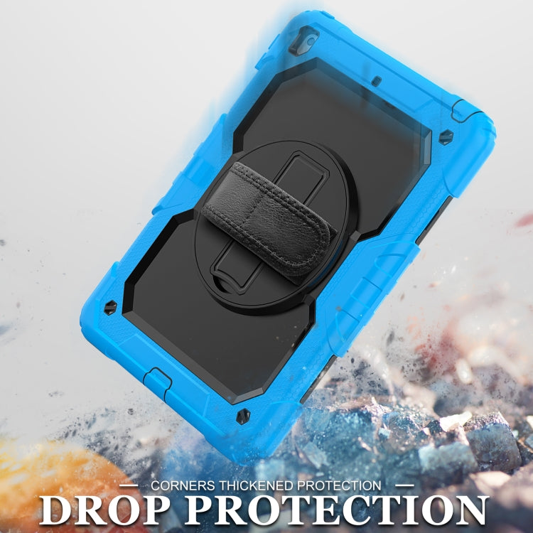 For iPad 10.2 2021 / 2020 / 2019 Shockproof Silicone + PC Protective Case with Holder & Shoulder Strap & Pen Slot