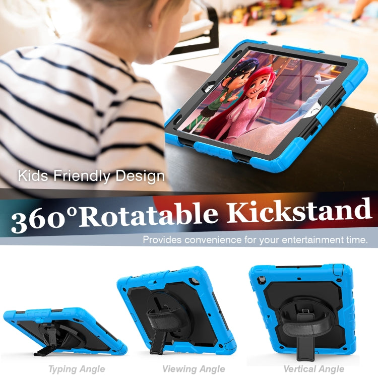 For iPad 10.2 2021 / 2020 / 2019 Shockproof Silicone + PC Protective Case with Holder & Shoulder Strap & Pen Slot