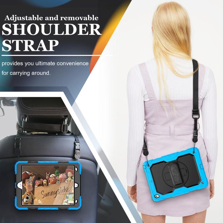 For iPad 10.2 2021 / 2020 / 2019 Shockproof Silicone + PC Protective Case with Holder & Shoulder Strap & Pen Slot