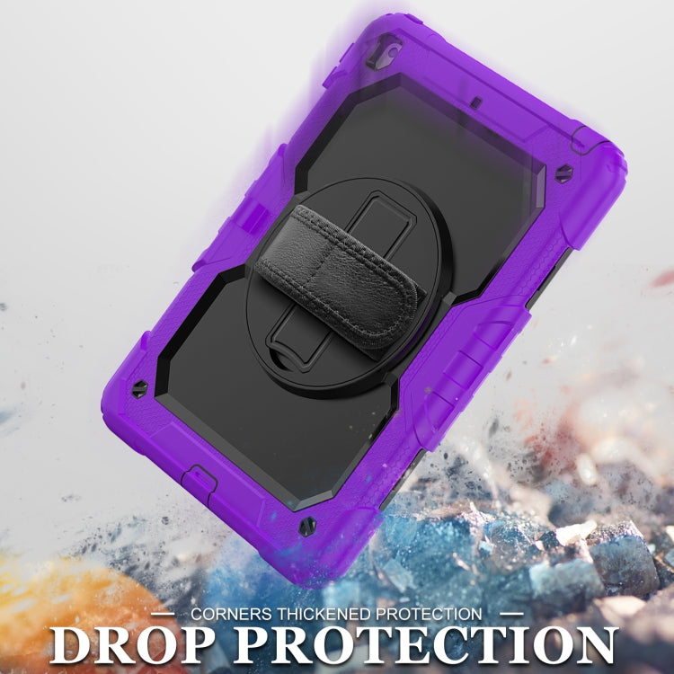 For iPad 10.2 2021 / 2020 / 2019 Shockproof Silicone + PC Protective Case with Holder & Shoulder Strap & Pen Slot