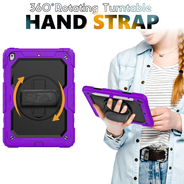 For iPad 10.2 2021 / 2020 / 2019 Shockproof Silicone + PC Protective Case with Holder & Shoulder Strap & Pen Slot
