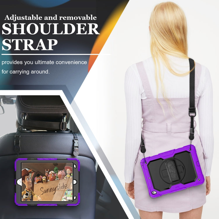 For iPad 10.2 2021 / 2020 / 2019 Shockproof Silicone + PC Protective Case with Holder & Shoulder Strap & Pen Slot
