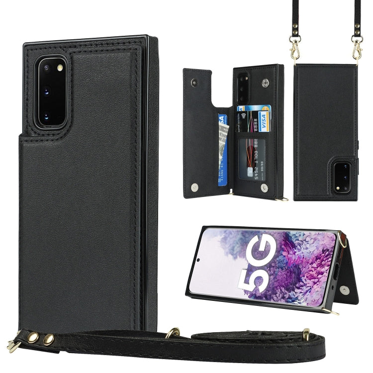 For Samsung Galaxy Note20 Cross-body Square Double Buckle Flip Card Bag TPU+PU Case with Card Slots & Wallet & Photo & Strap