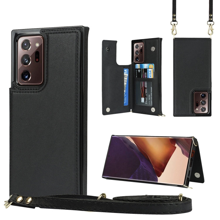 For Samsung Galaxy Note20 Ultra Cross-body Square Double Buckle Flip Card Bag TPU+PU Case with Card Slots & Wallet & Photo & Strap