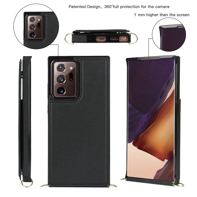 For Samsung Galaxy Note20 Ultra Cross-body Square Double Buckle Flip Card Bag TPU+PU Case with Card Slots & Wallet & Photo & Strap