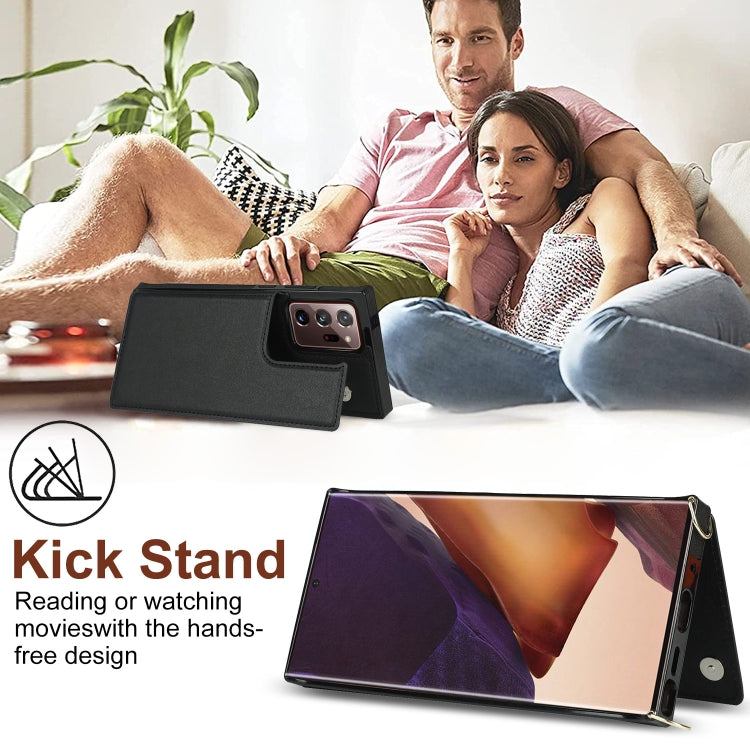 For Samsung Galaxy Note20 Ultra Cross-body Square Double Buckle Flip Card Bag TPU+PU Case with Card Slots & Wallet & Photo & Strap