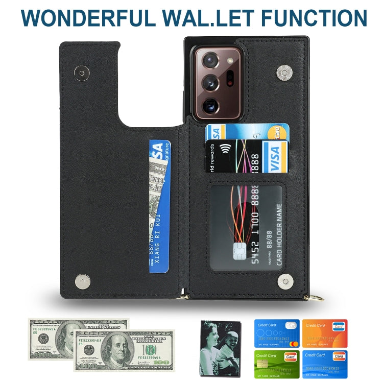 For Samsung Galaxy Note20 Ultra Cross-body Square Double Buckle Flip Card Bag TPU+PU Case with Card Slots & Wallet & Photo & Strap