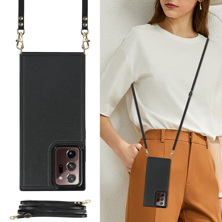 For Samsung Galaxy Note20 Ultra Cross-body Square Double Buckle Flip Card Bag TPU+PU Case with Card Slots & Wallet & Photo & Strap