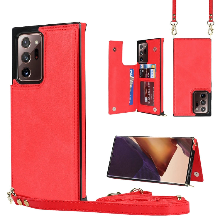For Samsung Galaxy Note20 Ultra Cross-body Square Double Buckle Flip Card Bag TPU+PU Case with Card Slots & Wallet & Photo & Strap