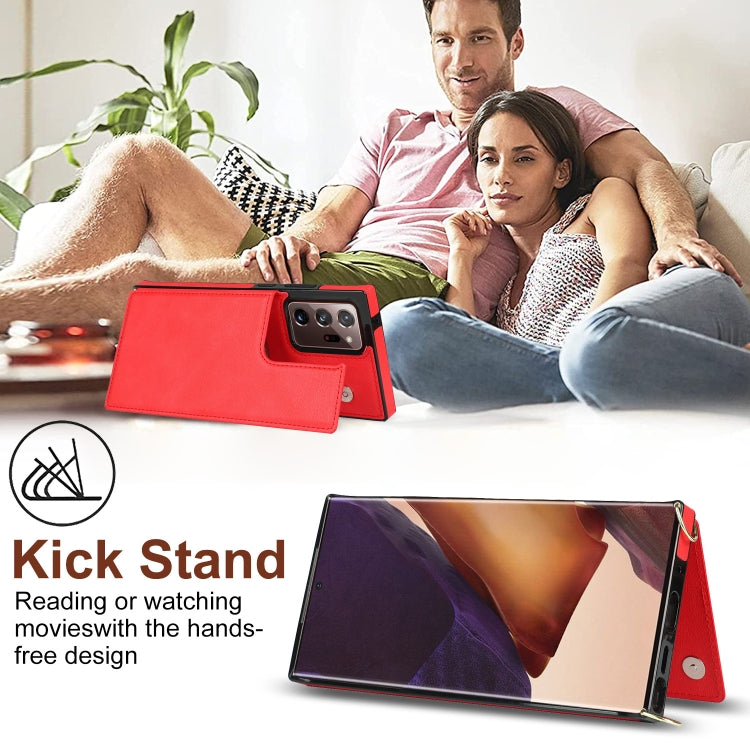 For Samsung Galaxy Note20 Ultra Cross-body Square Double Buckle Flip Card Bag TPU+PU Case with Card Slots & Wallet & Photo & Strap