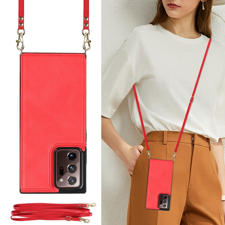 For Samsung Galaxy Note20 Ultra Cross-body Square Double Buckle Flip Card Bag TPU+PU Case with Card Slots & Wallet & Photo & Strap