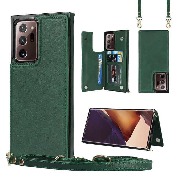 For Samsung Galaxy Note20 Ultra Cross-body Square Double Buckle Flip Card Bag TPU+PU Case with Card Slots & Wallet & Photo & Strap