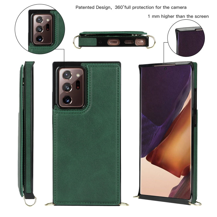 For Samsung Galaxy Note20 Ultra Cross-body Square Double Buckle Flip Card Bag TPU+PU Case with Card Slots & Wallet & Photo & Strap