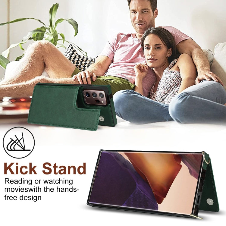 For Samsung Galaxy Note20 Ultra Cross-body Square Double Buckle Flip Card Bag TPU+PU Case with Card Slots & Wallet & Photo & Strap