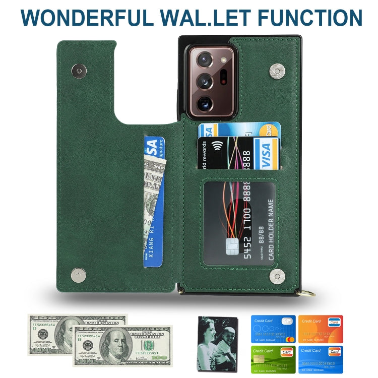 For Samsung Galaxy Note20 Ultra Cross-body Square Double Buckle Flip Card Bag TPU+PU Case with Card Slots & Wallet & Photo & Strap