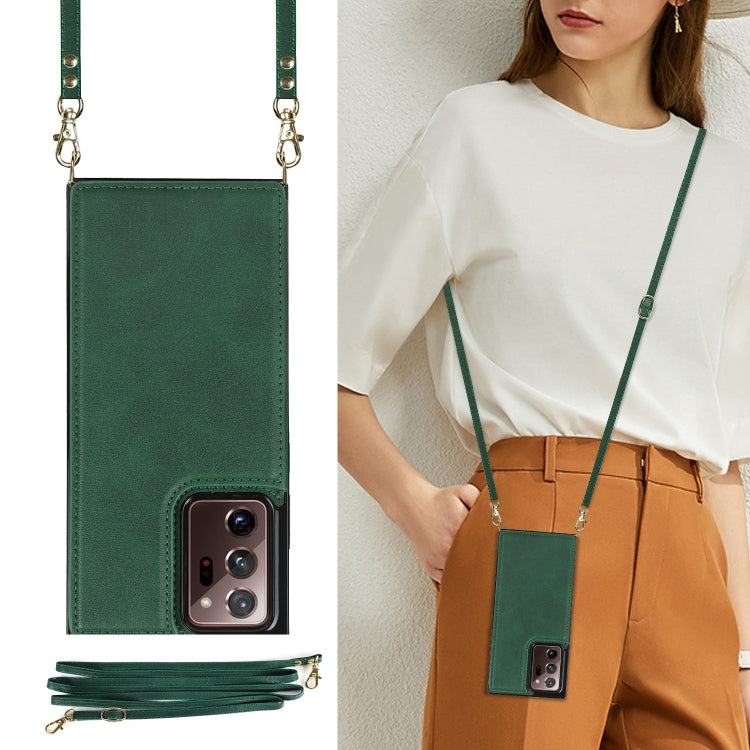 For Samsung Galaxy Note20 Ultra Cross-body Square Double Buckle Flip Card Bag TPU+PU Case with Card Slots & Wallet & Photo & Strap