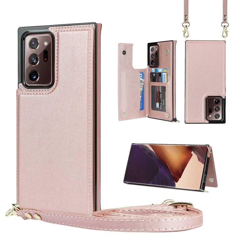 For Samsung Galaxy Note20 Ultra Cross-body Square Double Buckle Flip Card Bag TPU+PU Case with Card Slots & Wallet & Photo & Strap