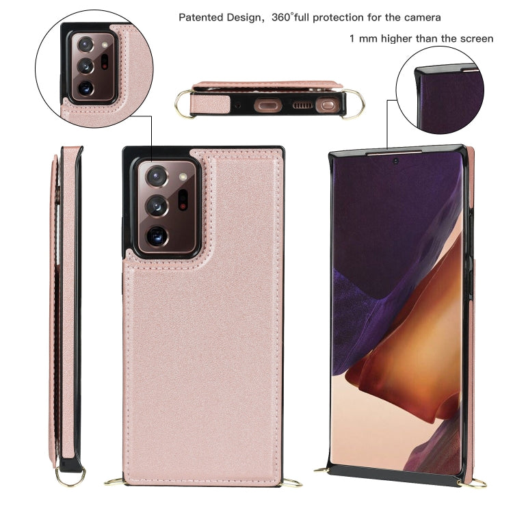 For Samsung Galaxy Note20 Ultra Cross-body Square Double Buckle Flip Card Bag TPU+PU Case with Card Slots & Wallet & Photo & Strap