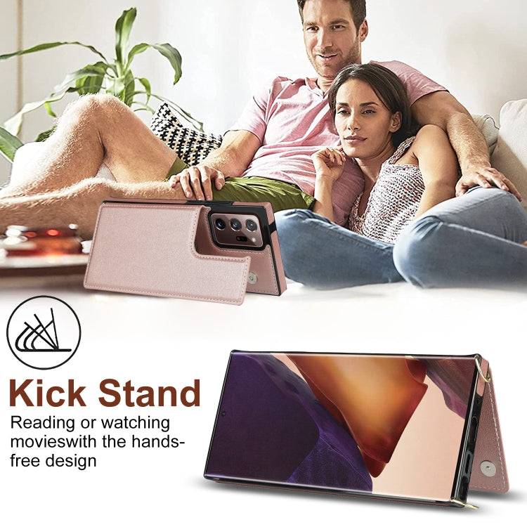 For Samsung Galaxy Note20 Ultra Cross-body Square Double Buckle Flip Card Bag TPU+PU Case with Card Slots & Wallet & Photo & Strap