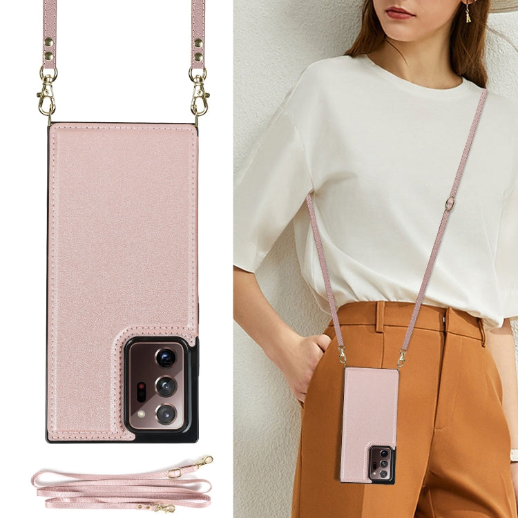 For Samsung Galaxy Note20 Ultra Cross-body Square Double Buckle Flip Card Bag TPU+PU Case with Card Slots & Wallet & Photo & Strap