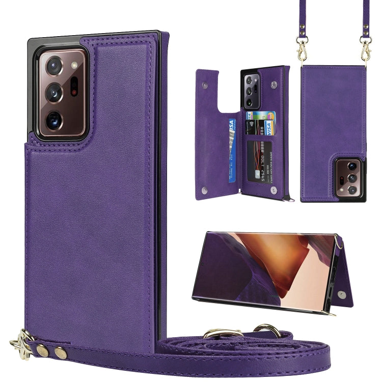 For Samsung Galaxy Note20 Ultra Cross-body Square Double Buckle Flip Card Bag TPU+PU Case with Card Slots & Wallet & Photo & Strap