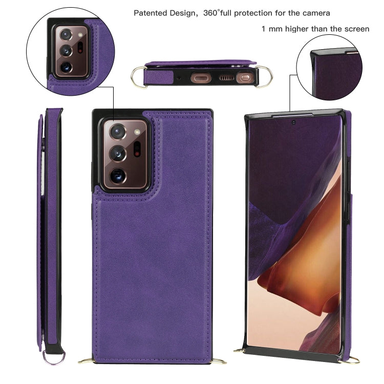 For Samsung Galaxy Note20 Ultra Cross-body Square Double Buckle Flip Card Bag TPU+PU Case with Card Slots & Wallet & Photo & Strap