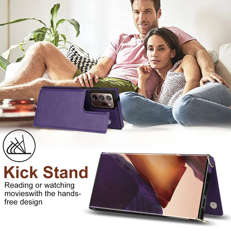 For Samsung Galaxy Note20 Ultra Cross-body Square Double Buckle Flip Card Bag TPU+PU Case with Card Slots & Wallet & Photo & Strap