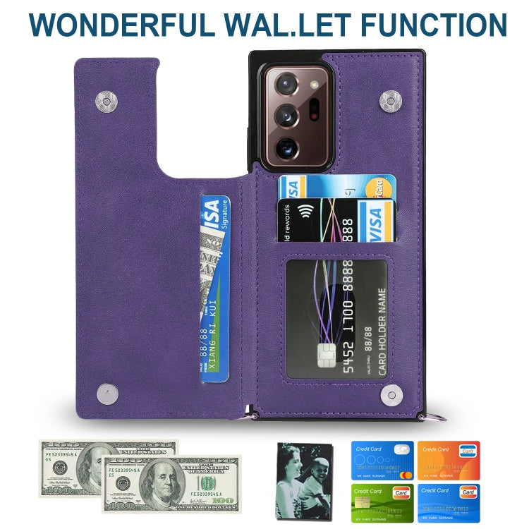 For Samsung Galaxy Note20 Ultra Cross-body Square Double Buckle Flip Card Bag TPU+PU Case with Card Slots & Wallet & Photo & Strap