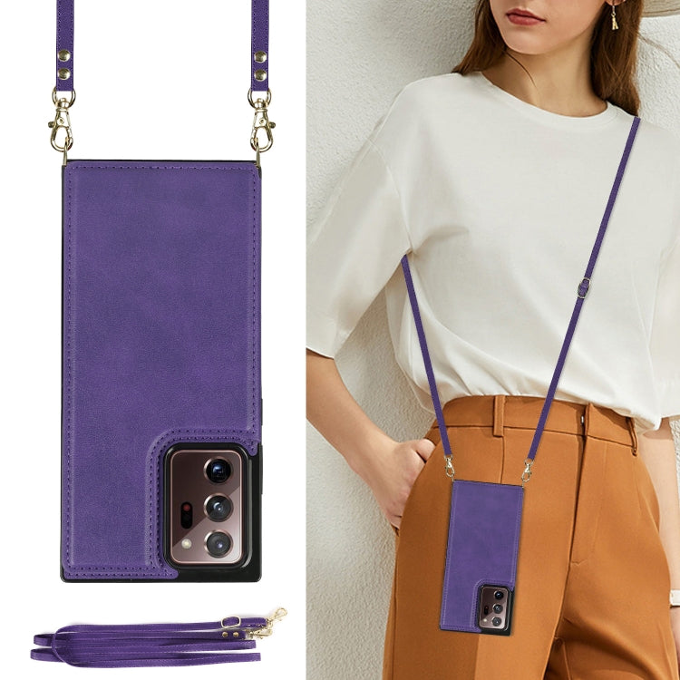 For Samsung Galaxy Note20 Ultra Cross-body Square Double Buckle Flip Card Bag TPU+PU Case with Card Slots & Wallet & Photo & Strap