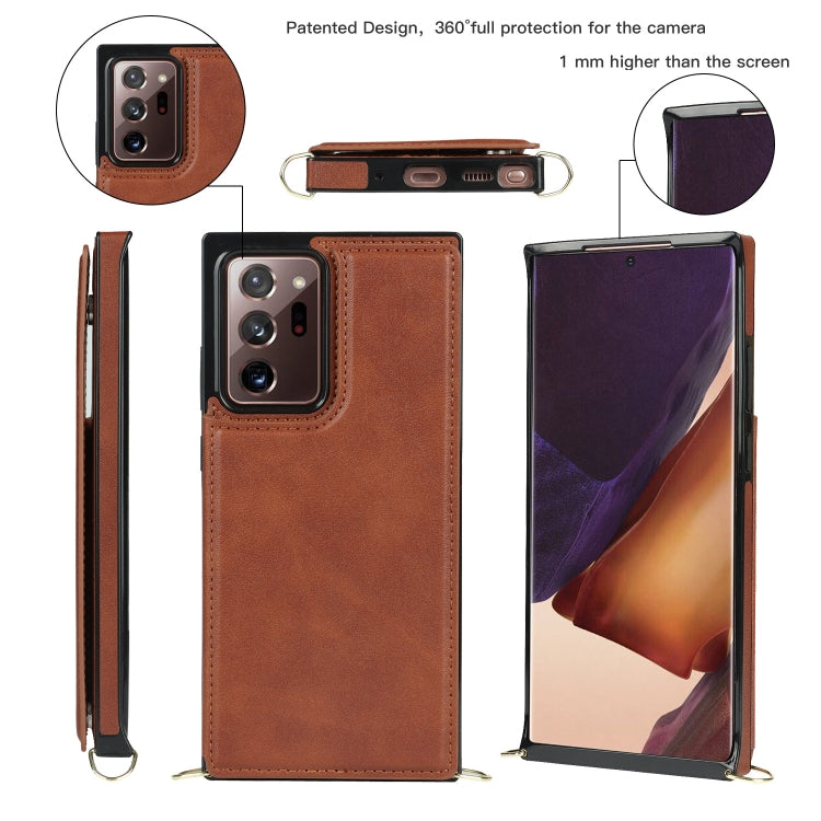 For Samsung Galaxy Note20 Ultra Cross-body Square Double Buckle Flip Card Bag TPU+PU Case with Card Slots & Wallet & Photo & Strap