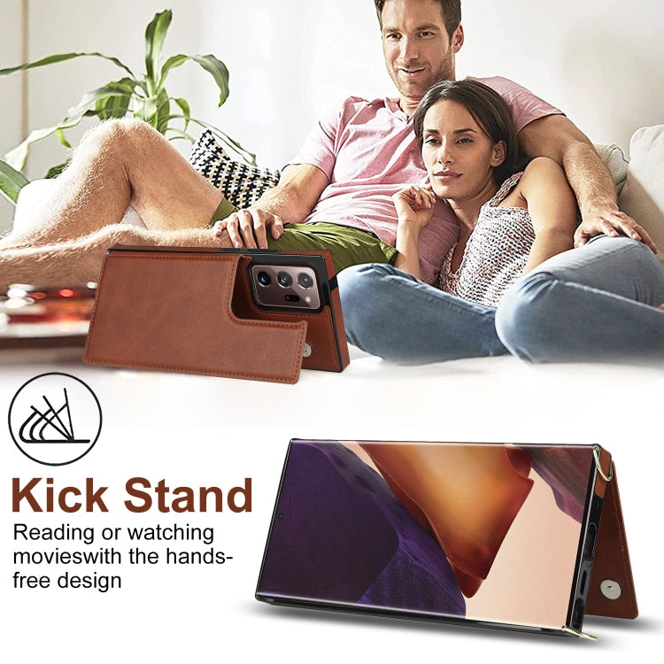 For Samsung Galaxy Note20 Ultra Cross-body Square Double Buckle Flip Card Bag TPU+PU Case with Card Slots & Wallet & Photo & Strap