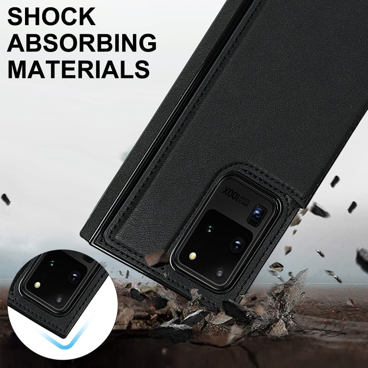 For Samsung Galaxy S20 Ultra Cross-body Square Double Buckle Flip Card Bag TPU+PU Case with Card Slots & Wallet & Photo & Strap