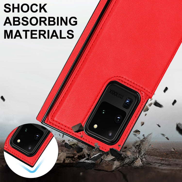 For Samsung Galaxy S20 Ultra Cross-body Square Double Buckle Flip Card Bag TPU+PU Case with Card Slots & Wallet & Photo & Strap