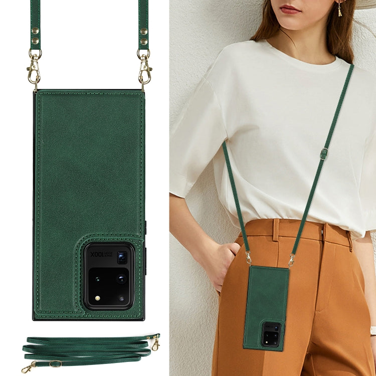 For Samsung Galaxy S20 Ultra Cross-body Square Double Buckle Flip Card Bag TPU+PU Case with Card Slots & Wallet & Photo & Strap
