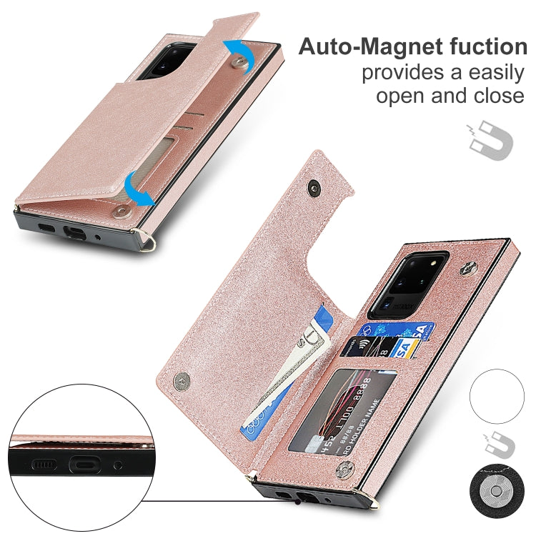 For Samsung Galaxy S20 Ultra Cross-body Square Double Buckle Flip Card Bag TPU+PU Case with Card Slots & Wallet & Photo & Strap