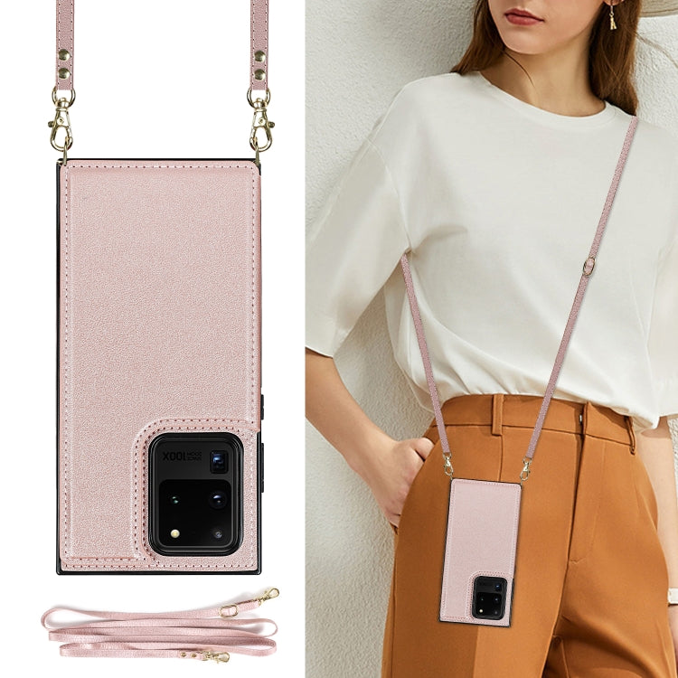 For Samsung Galaxy S20 Ultra Cross-body Square Double Buckle Flip Card Bag TPU+PU Case with Card Slots & Wallet & Photo & Strap
