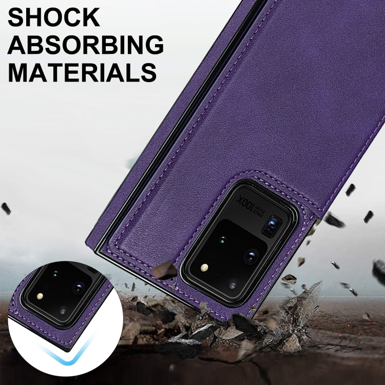 For Samsung Galaxy S20 Ultra Cross-body Square Double Buckle Flip Card Bag TPU+PU Case with Card Slots & Wallet & Photo & Strap