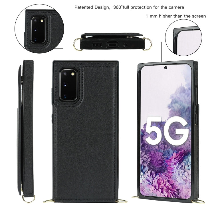 For Samsung Galaxy S20 FE Cross-body Square Double Buckle Flip Card Bag TPU+PU Case with Card Slots & Wallet & Photo & Strap