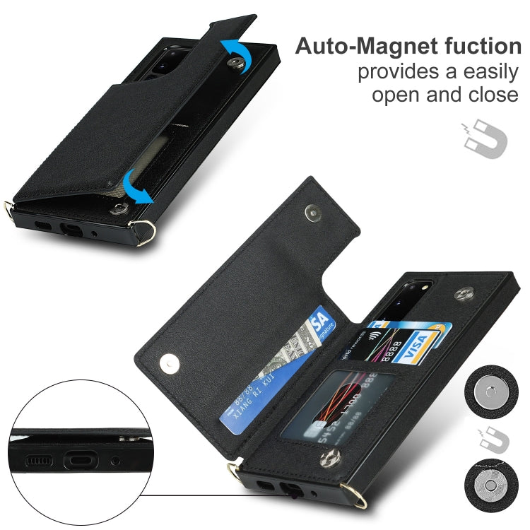 For Samsung Galaxy S20 FE Cross-body Square Double Buckle Flip Card Bag TPU+PU Case with Card Slots & Wallet & Photo & Strap