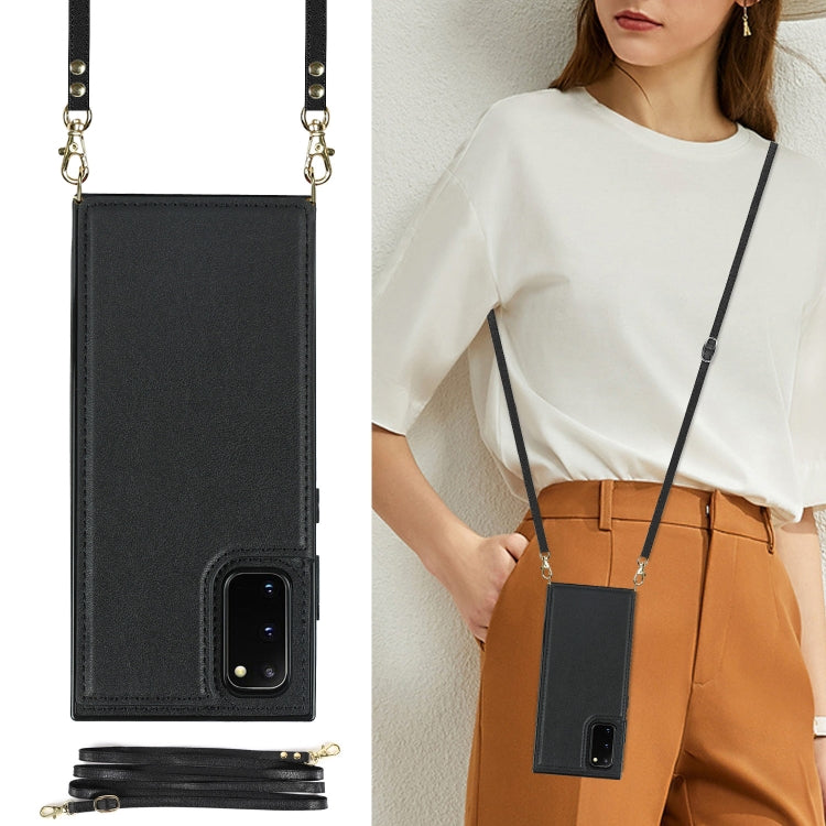 For Samsung Galaxy S20 FE Cross-body Square Double Buckle Flip Card Bag TPU+PU Case with Card Slots & Wallet & Photo & Strap