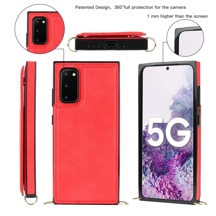 For Samsung Galaxy S20 FE Cross-body Square Double Buckle Flip Card Bag TPU+PU Case with Card Slots & Wallet & Photo & Strap